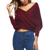 Sexy V-Neck Cross Knitted Navel Sweater