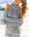 Stand Collar Long Sleeve Solid Color Sweater