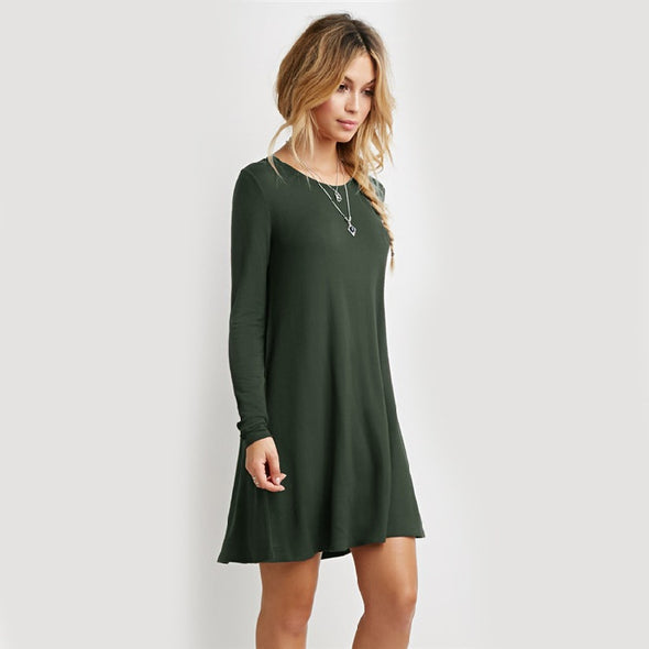 New Fashion Simple Long Sleeve Short Dress