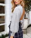 New Long Sleeve Open Back Bow Sweater