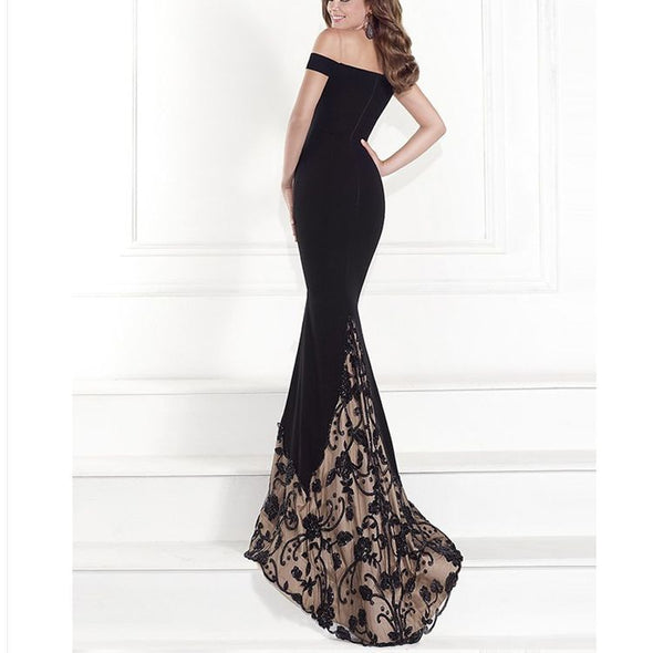 Sexy Off-The-Shoulder Print Long Evening Dress