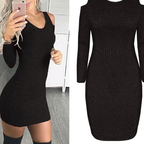 Sexy Off-The-Shoulder Long-Sleeved Bodycon Dress