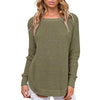 Split Round Neck Long Sleeve Sweaters