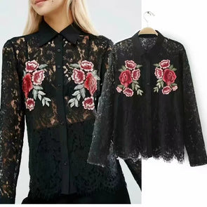 Women's Embroidered Lace Shirt