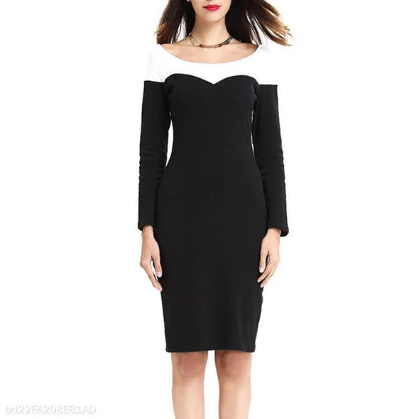 Elegant Round Collar Bodycon Dress