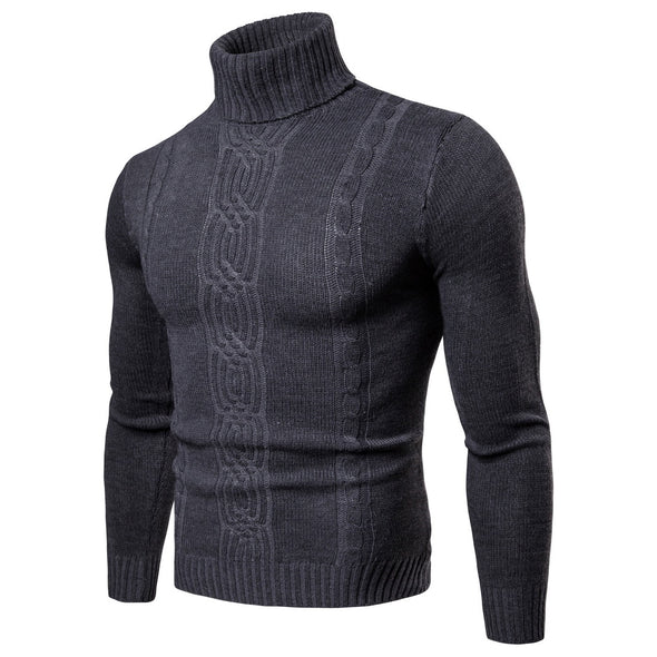 New Men's Turtleneck Jacquard Pullover Sweater