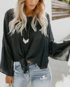 Fashion Lace Round Neck Long Sleeve T-Shirt