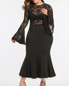 Sexy Lace Trumpet Sleeve Dress