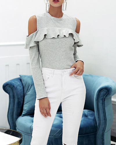 Sexy Off-The-Shoulder Long-Sleeved Sweater