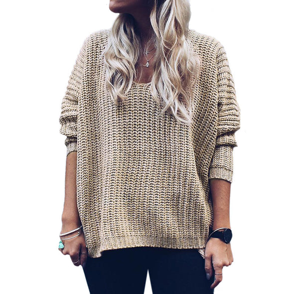 Hit Color V- neck Long Sleeve Sweaters