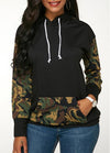 Camouflage Stitching Long Sleeve Hooded Big Pocket Sweater