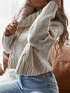 White Heaps Collar Long Sleeves Sweater Tops