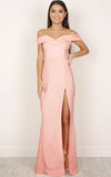 Sexy Solid Tube Top V-Neck High Split Maxi Dress