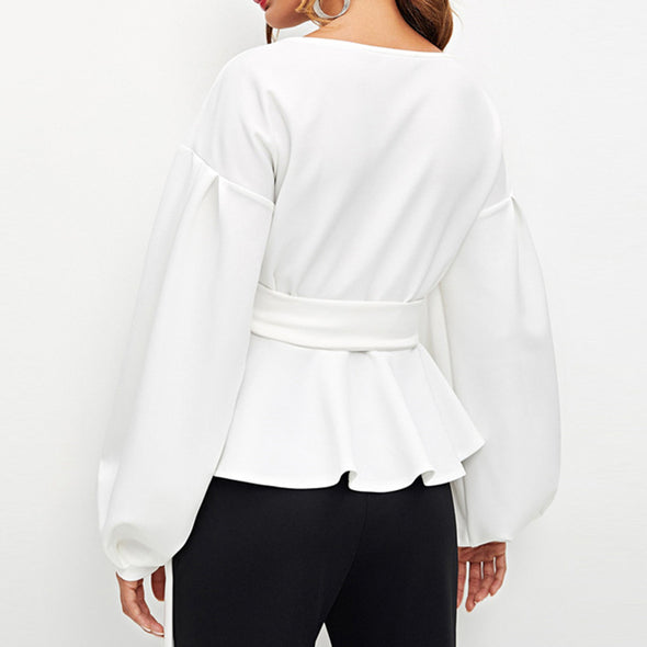 Women's Off-The-Shoulder Lantern Sleeve Shirt