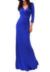 Women's solid color v-neck slim dress