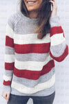 Crew  Neck  Striped  Casual Sweaters