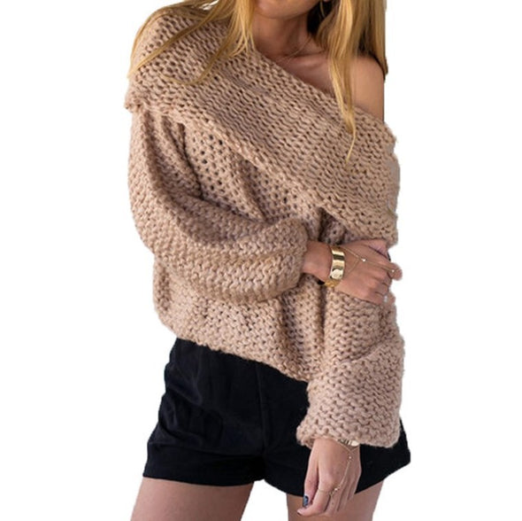 Thick Knitting Strapless Shoulder Off Shoulder Sweaters