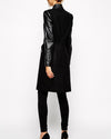 New Stitching Long Sleeve Button Wool Coat