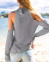 Stand Collar Long Sleeve Solid Color Sweater