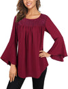 Ruffled Sleeves Solid Color Loose T-Shirt