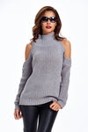 Turtle Neck Long Sleeve Hollow Out Fashion Knitting Sweaters