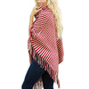 Striped Irregular Knit Turtleneck Tassel Cloak Sweater