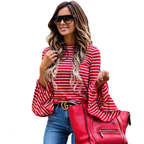 Women's striped long-sleeved t-shirt