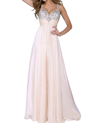 Chiffon Sling Tube Top Sequined Evening Dress