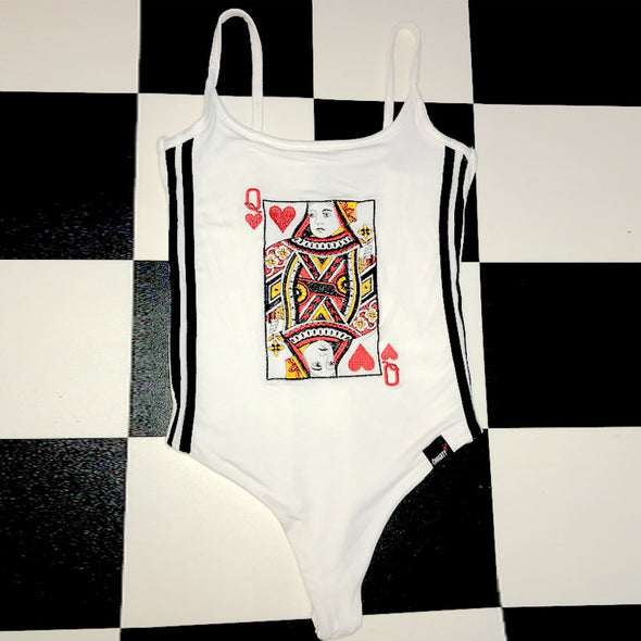 Women's Playing Card Printed Sexy Bodysuits