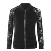 Solid Color Lace Long Sleeve Zip Jacket