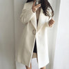 Long-Sleeved Solid Color Lapel Woolen Coat