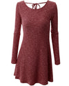 Fashion Long Sleeve O-Neck Tie Knit Dress