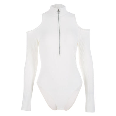 Women's long sleeve zipper high collar Bodysuits