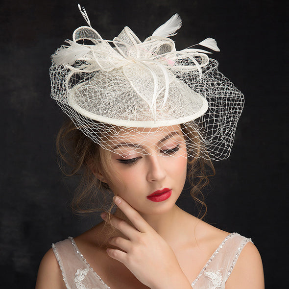 New Fashion Mesh Feather Top Hat