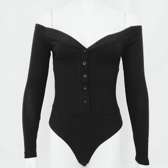 V-neck Long Sleeve Button Bodysuit