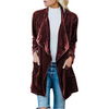 Fashion Gold Velvet Long Trench Cardigan Coat