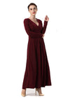 V-Neck Velvet Evening Dress