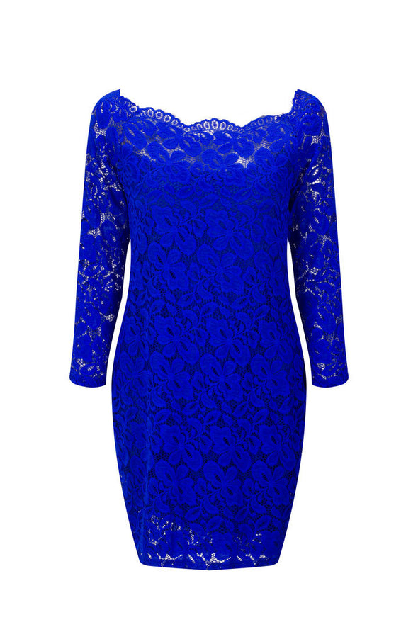 Women's One-Neck Long-Sleeved Lace Bodycon Dress