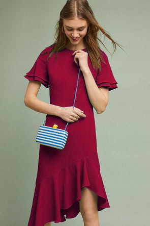 New O-neck Ruffled Irregular Dress