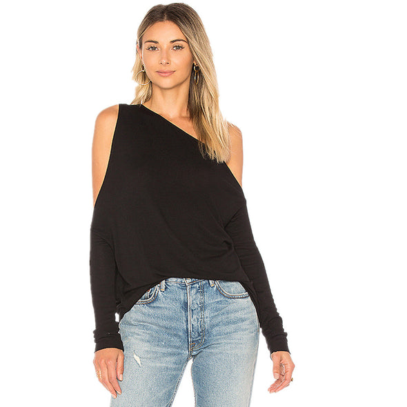 New sexy Off shoulder long sleeve t-shirt