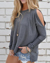 O-Neck Off-The-Shoulder Long Sleeve Loose T-Shirt