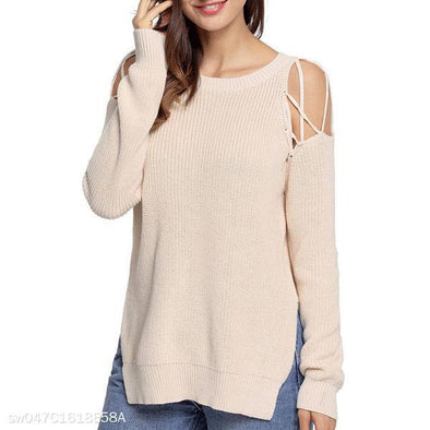 Fashion Round Neck Strapless Sweater
