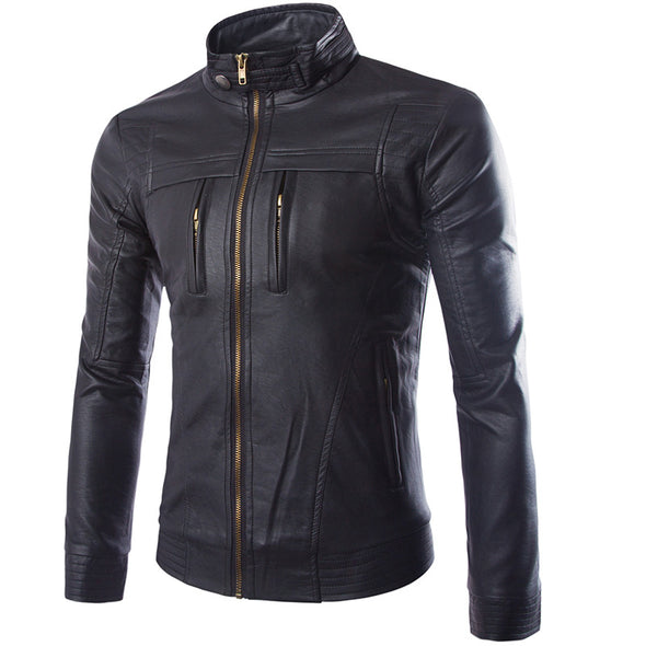 Boutique Stand Collar Leather Men's Jacket