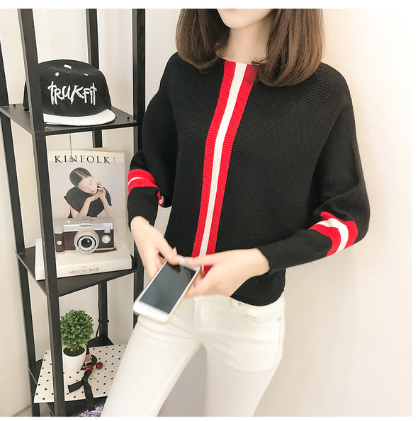 O-Neck Long-Sleeved Loose Bat Sleeve Sweater