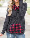 Pile Of Collar Plaid Stitching Casual T-Shirt Sweatshirt