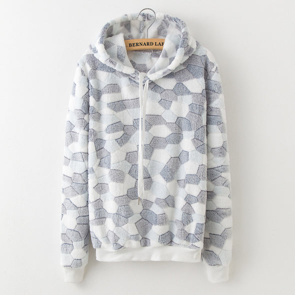 Coral fleece Printing Long Sleeve Hoodies