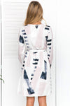 New Geometry Color Matching Printed Long Sleeve  Dress