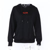 Casual Letter Embroidery Hooded Cotton Sweatshirt