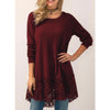 Hooded Bottoming Long-Sleeved Lace Stitching T-Shirt