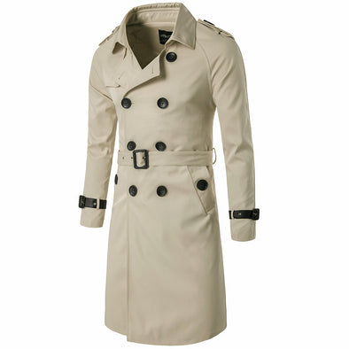 Fashion Boutique Long Slim Double-breasted Men's Trench Coat